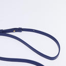 CELINE Trio large Shoulder Bag Leather Blue Gold Auth BA7048-8