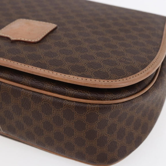 CELINE Macadam Canvas Shoulder Bag PVC Leather Brown Gold Auth BA7049