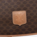 CELINE Macadam Canvas Shoulder Bag PVC Leather Brown Gold Auth BA7049-17