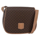 CELINE Macadam Canvas Shoulder Bag PVC Leather Brown Gold Auth BA7049-1