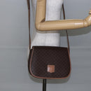 CELINE Macadam Canvas Shoulder Bag PVC Leather Brown Gold Auth BA7049-22