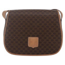 CELINE Macadam Canvas Shoulder Bag PVC Leather Brown Gold Auth BA7049-13