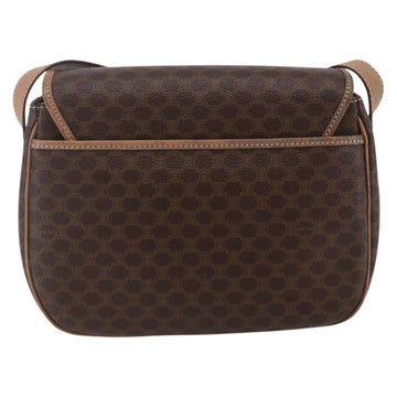 CELINE Macadam Canvas Shoulder Bag PVC Leather Brown Gold Auth BA7049 - 0