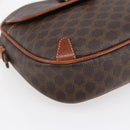 CELINE Macadam Canvas Shoulder Bag PVC Leather Brown Gold Auth BA7050-16