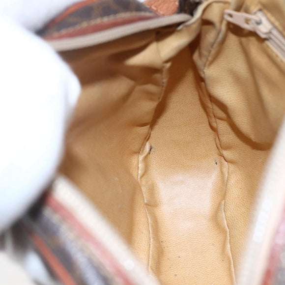 CELINE Macadam Canvas Shoulder Bag PVC Leather Brown Gold Auth BA7050