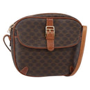 CELINE Macadam Canvas Shoulder Bag PVC Leather Brown Gold Auth BA7050-1