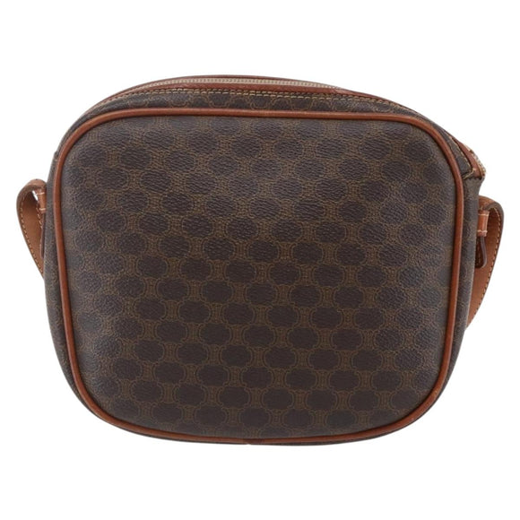 CELINE Macadam Canvas Shoulder Bag PVC Leather Brown Gold Auth BA7050