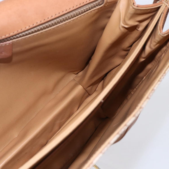 CELINE Macadam Canvas Shoulder Bag PVC Beige Gold Auth BA7051