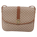 CELINE Macadam Canvas Shoulder Bag PVC Beige Gold Auth BA7051-13