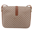 CELINE Macadam Canvas Shoulder Bag PVC Beige Gold Auth BA7051-2