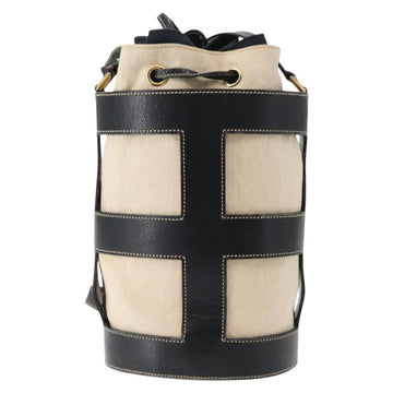 Salvatore Ferragamo Shoulder Bag Canvas Leather Beige Gold Auth BA7054 - 0