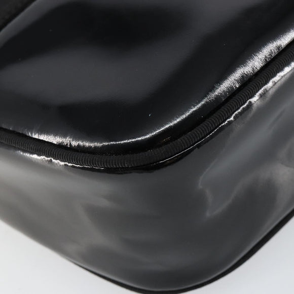 Salvatore Ferragamo Vala Shoulder Bag Enamel Black Gold Auth BA7055