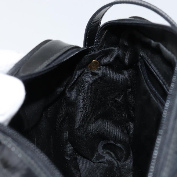 Salvatore Ferragamo Vala Shoulder Bag Enamel Black Gold Auth BA7055