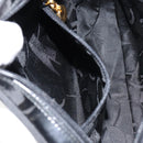 Salvatore Ferragamo Vala Shoulder Bag Enamel Black Gold Auth BA7055-20