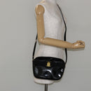 Salvatore Ferragamo Vala Shoulder Bag Enamel Black Gold Auth BA7055-22