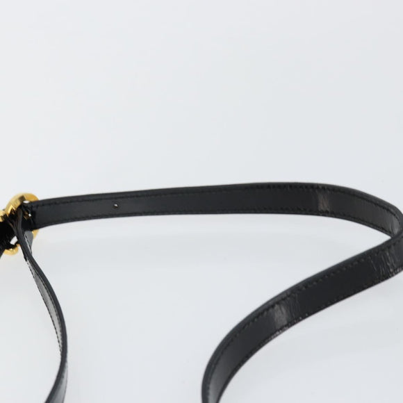 Salvatore Ferragamo Vala Shoulder Bag Enamel Black Gold Auth BA7055