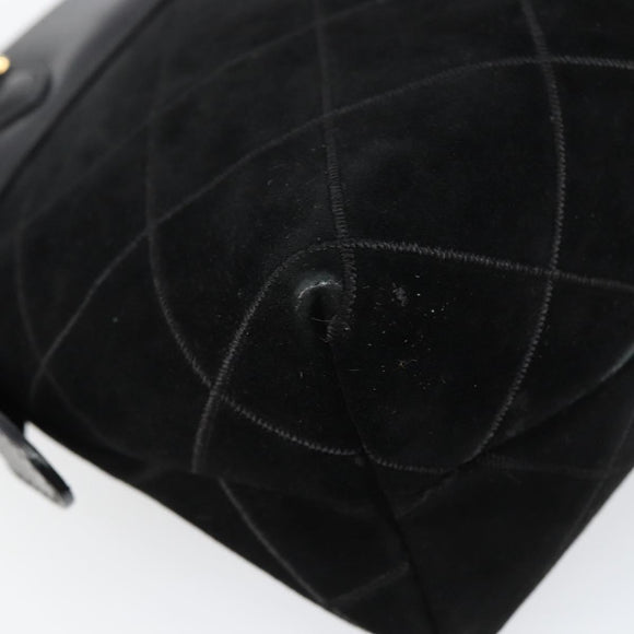 Salvatore Ferragamo Shoulder Bag Leather Suede Black Gold Auth BA7056