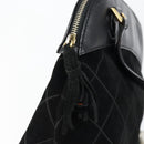 Salvatore Ferragamo Shoulder Bag Leather Suede Black Gold Auth BA7056-10