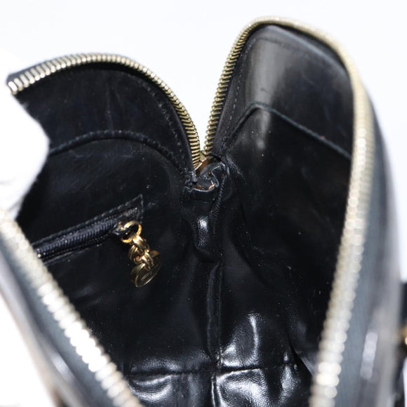 Salvatore Ferragamo Shoulder Bag Leather Suede Black Gold Auth BA7056