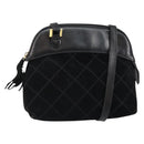 Salvatore Ferragamo Shoulder Bag Leather Suede Black Gold Auth BA7056-1