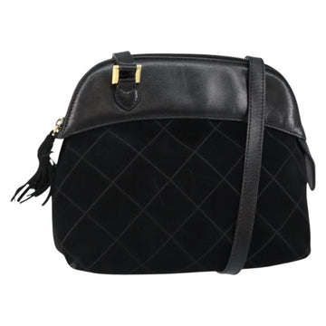 Salvatore Ferragamo Shoulder Bag Leather Suede Black Gold Auth BA7056