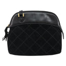 Salvatore Ferragamo Shoulder Bag Leather Suede Black Gold Auth BA7056-13