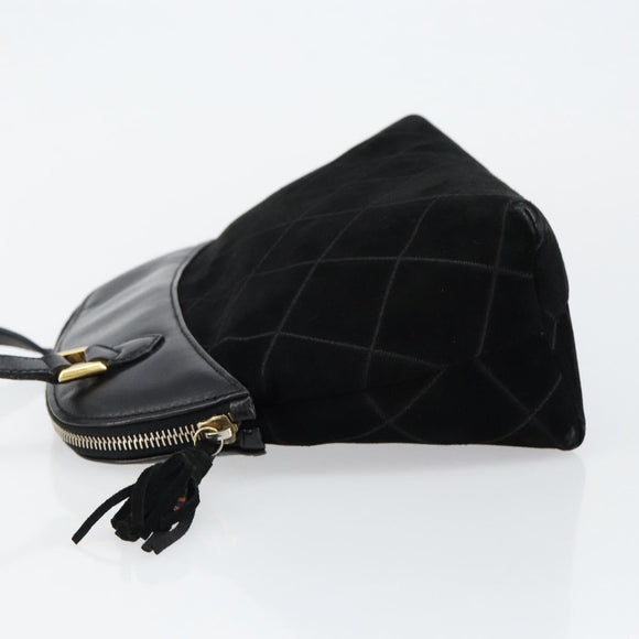 Salvatore Ferragamo Shoulder Bag Leather Suede Black Gold Auth BA7056