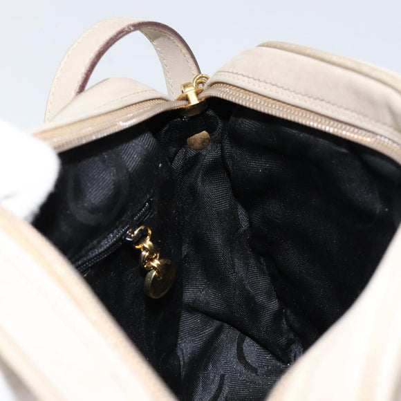 Salvatore Ferragamo Vala Shoulder Bag Suede Beige Gold Auth BA7057