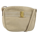 Salvatore Ferragamo Vala Shoulder Bag Suede Beige Gold Auth BA7057-1