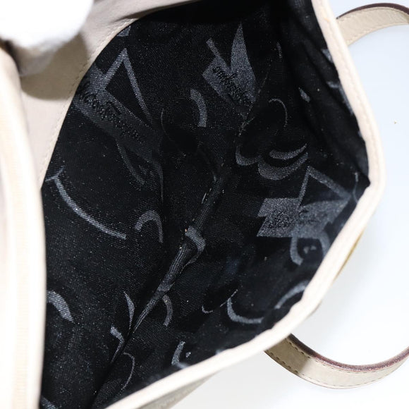 Salvatore Ferragamo Vala Shoulder Bag Suede Beige Gold Auth BA7057