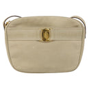 Salvatore Ferragamo Vala Shoulder Bag Suede Beige Gold Auth BA7057-13