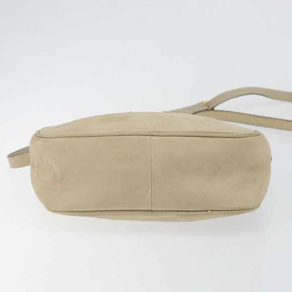 Salvatore Ferragamo Vala Shoulder Bag Suede Beige Gold Auth BA7057