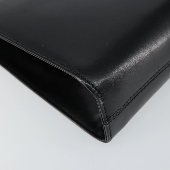 Salvatore Ferragamo Gancini Chain Shoulder Bag Leather Black Gold Auth BA7058