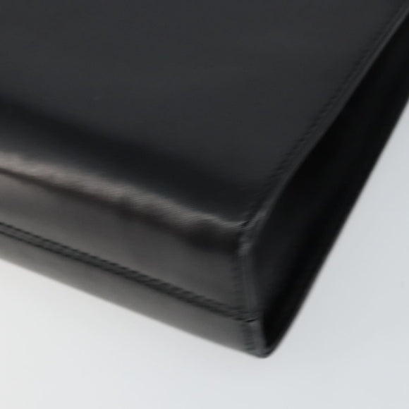 Salvatore Ferragamo Gancini Chain Shoulder Bag Leather Black Gold Auth BA7058