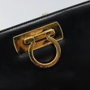 Salvatore Ferragamo Gancini Chain Shoulder Bag Leather Black Gold Auth BA7058-17
