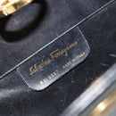 Salvatore Ferragamo Gancini Chain Shoulder Bag Leather Black Gold Auth BA7058-12