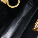 Salvatore Ferragamo Gancini Chain Shoulder Bag Leather Black Gold Auth BA7058-10