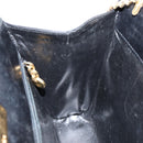 Salvatore Ferragamo Gancini Chain Shoulder Bag Leather Black Gold Auth BA7058-19