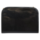 Salvatore Ferragamo Gancini Chain Shoulder Bag Leather Black Gold Auth BA7058-2