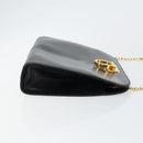 Salvatore Ferragamo Gancini Chain Shoulder Bag Leather Black Gold Auth BA7058-3