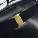 Salvatore Ferragamo Vala Shoulder Bag Leather Navy Gold Auth BA7059-18