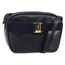 Salvatore Ferragamo Vala Shoulder Bag Leather Navy Gold Auth BA7059-1