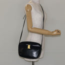 Salvatore Ferragamo Vala Shoulder Bag Leather Navy Gold Auth BA7059-22