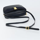 Salvatore Ferragamo Vala Shoulder Bag Leather Navy Gold Auth BA7059-7
