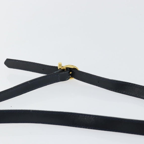 Salvatore Ferragamo Vala Shoulder Bag Leather Navy Gold Auth BA7059