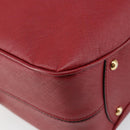 Salvatore Ferragamo Gancini Hand Bag Leather Red Gold Auth BA7062-15