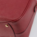 Salvatore Ferragamo Gancini Hand Bag Leather Red Gold Auth BA7062-16