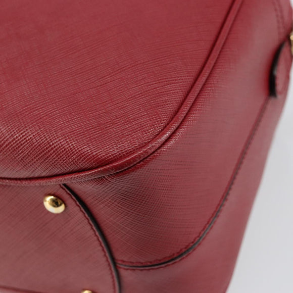 Salvatore Ferragamo Gancini Hand Bag Leather Red Gold Auth BA7062