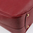 Salvatore Ferragamo Gancini Hand Bag Leather Red Gold Auth BA7062-17