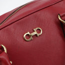 Salvatore Ferragamo Gancini Hand Bag Leather Red Gold Auth BA7062-18